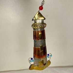Lighthouse Ornament Christmas Metal Copper Xmas Decor Holiday Gift Present